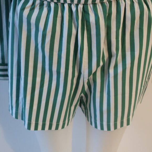 Women Splendid x Cella Jane White Green Stripe 2 PC- Set  Collared Top/S Short/M - Picture 9 of 16